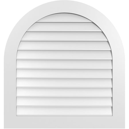 Round Top Surface Mount PVC Gable Vent: Non-Functional, W/ 3-1/2W X 1P Standard Frame, 34W X 36H